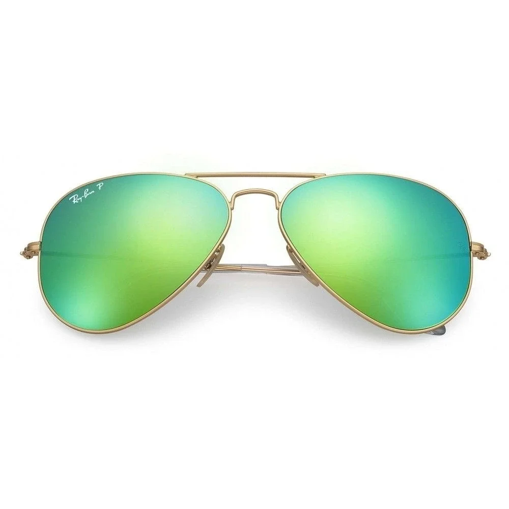 Ray-Ban Aviator Sunglasses RB3026 Gold Frame Green Mirror Flash‎ 62/14 Lenses